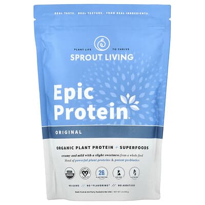 Sprout Living Epic Protein®, органический растительный протеин + суперфуды, Original, 1 lb (456 g)