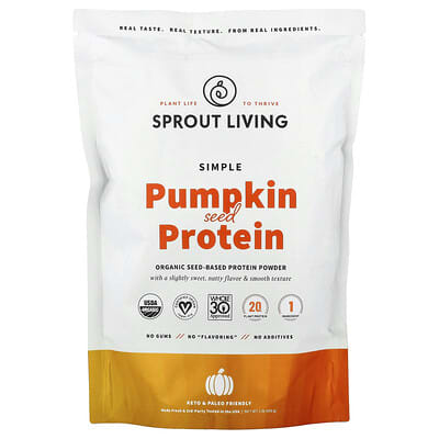 Sprout Living Simple Protein тыквенные семечки, без вкуса, 1 lb (454 g)