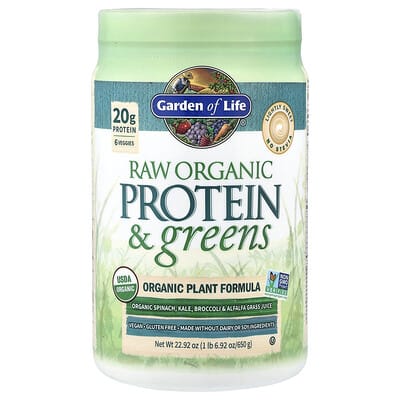 Raw Organic Protein & Greens, слегка сладкий, 1 lb 6.92 oz (650 g)