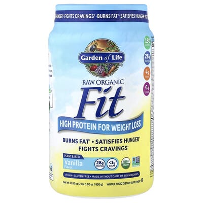 Raw Organic Fit, High Protein for Weight Loss, Vanilla, 2 lbs 0.8 oz (930 g)