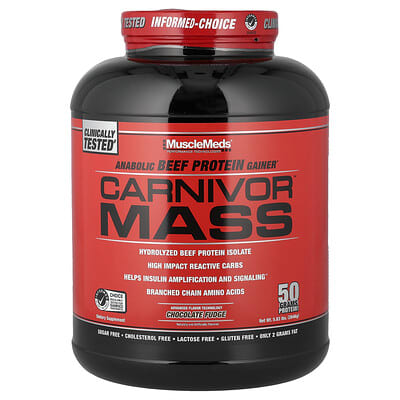 Carnivor™ Mass, Anabolic Beef Protein Gainer, Chocolate Fudge, 5.83 lbs (2,646 g)