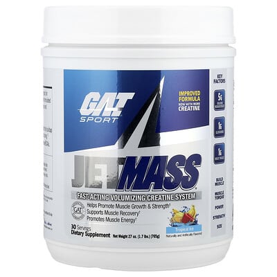 JetMASS®, быстродействующая креатиновая система для объема, Tropical Ice, 1.7 lbs (765 g)