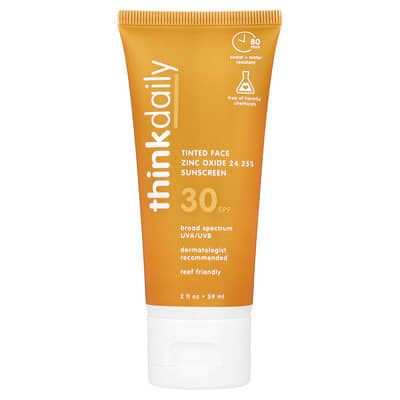 Thinkdaily, Tinted Face Zinc Oxide Sunscreen, SPF 30, 2 fl oz (59 ml)