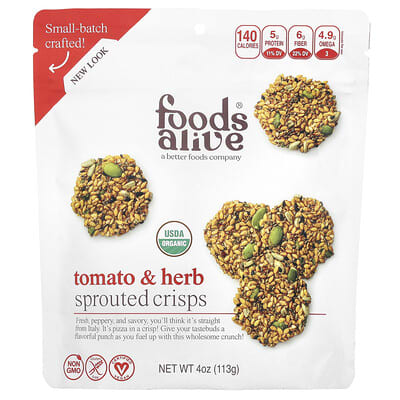 Хрустящие чипсы Foods Alive, томат и травы, 113 g