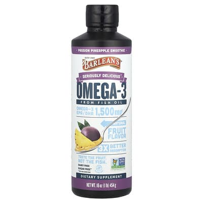 Seriously Delicious®, Omega-3 From Fish Oil, Passion Pineapple Smoothie, 16 oz (454 g)