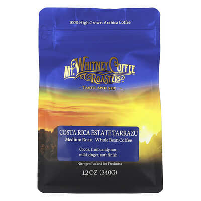 Costa Rica Estate Tarrazu, Whole Bean Coffee, Medium Roast, 12 oz (340 g)