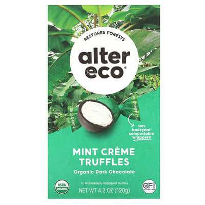 Organic Mint Creme Truffles, Dark Chocolate, 4.2 oz (120 g)