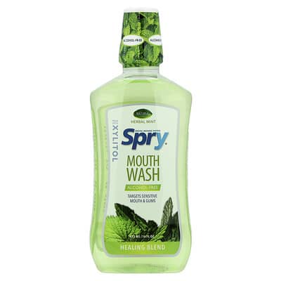 Spry® Mouth Wash, Alcohol-Free, Natural Herbal Mint, 16 fl oz (473 ml)