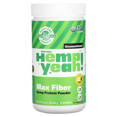 Органический протеин Hemp Yeah! Max Fiber Hemp, без сахара, 1 lb (454 g)