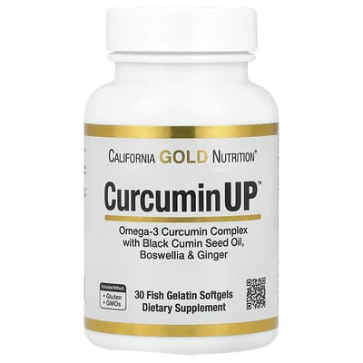 CurcuminUP™ with Omega-3 Curcumin Complex, Black Cumin Seed Oil, Boswellia and Ginger, 30 Fish Gelatin Softgels