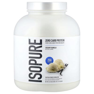 Zero Carb Protein Powder, Creamy Vanilla, 4.5 lb (2.04 kg)