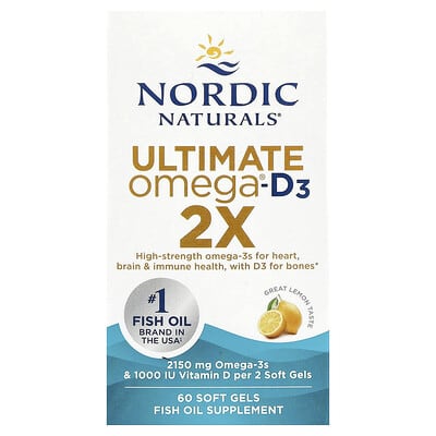 Ultimate Omega®-D3 2X, Great Lemon, 60 Soft Gels