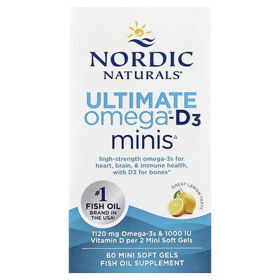 Ultimate Omega®-D3 Minis, Great Lemon, 60 Mini Soft Gels