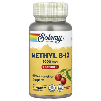 Methyl B-12, натуральная вишня, 5,000 mcg, 60 пастилок