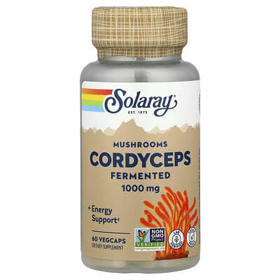 Кордицепс, ферментированные грибы, 60 веганских капсул (500 mg на капсулу)