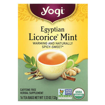 Египетский солодка Egyptian Licorice® Mint, без кофеина, 16 чайных пакетиков, 1.12 oz (32 g)