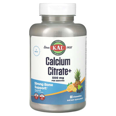 Calcium Citrate+, смесь фруктов, 60 жевательных таблеток