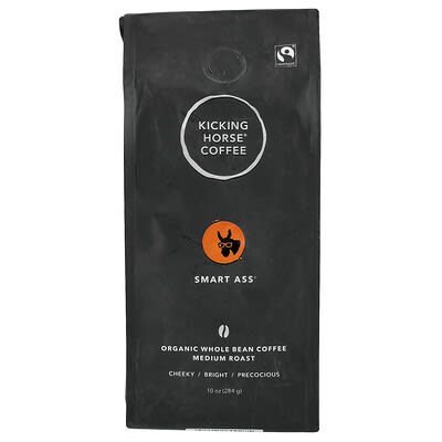 Кофе Kicking Horse Smart Ass Organic Whole Bean, Medium Roast, 10 oz (284 g)