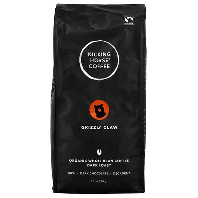 Цельный кофе Kicking Horse Grizzly Claw, Dark Roast, 10 oz (284 g)