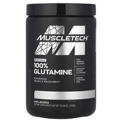 Platinum 100% Glutamine, Unflavored, 10.58 oz (300 g)