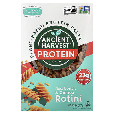 Plant-Based Protein Pasta, Red Lentil & Quinoa Rotini, 8 oz (227g)