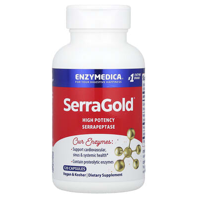 SerraGold®, высокоэффективная серрапептаза, 120 капсул