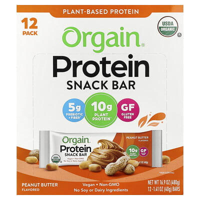 Protein Bar, Peanut Butter, 12 Bars, 1.41 oz (40 g) Each