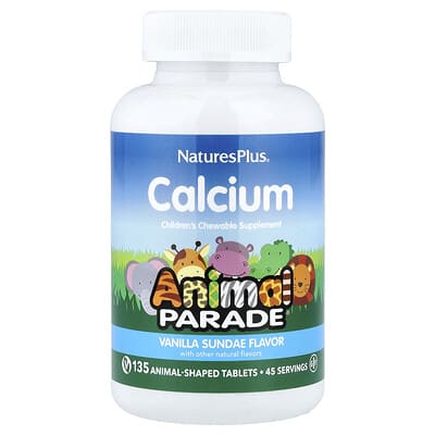 Animal Parade®, Calcium, Children's Chewable Supplement, Vanilla Sundae, 135 Animal-Shaped Tablets