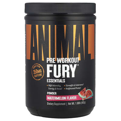 Предтренировочный комплекс Fury®, Essentials, арбуз, 1.08 lb (492 g)