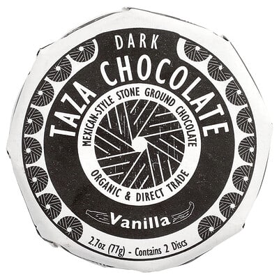 Шоколад Taza Dark Chocolate, Vanilla, 2 диска, 2.7 oz (77 g)