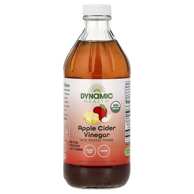 Яблочный уксус Dynamic Health с медом, 16 fl oz (473 ml)