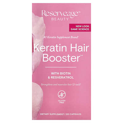Keratin Hair Booster with Biotin & Resveratrol, 120 Capsules