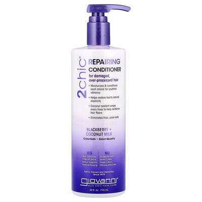 2chic®, Repairing Conditioner, For Damaged, Over-Processed Hair, Blackberry + Coconut Milk, 24 fl oz (710 ml)
