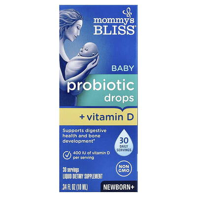 Baby Probiotic Drops + Vitamin D, Newborn+, 0.34 fl oz (10 ml)