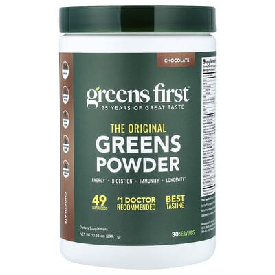 Greens First порошок Greens Powder, шоколад, 10.55 oz (299.1 g)