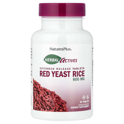 NaturesPlus Herbal Actives, Красный ферментированный рис, 600 mg, 30 таблеток
