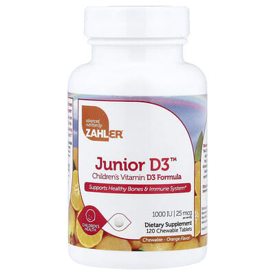 Junior D3™, Children's Vitamin D3 Formula, Orange, 25 mcg (1,000 IU), 120 Chewable Tablets