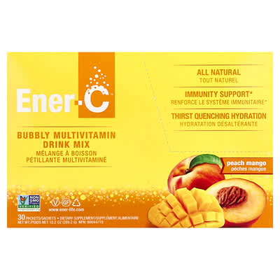 Bubbly Multivitamin Drink Mix, Peach Mango, 30 пакетиков, 0.3 oz (9.64 g) каждый
