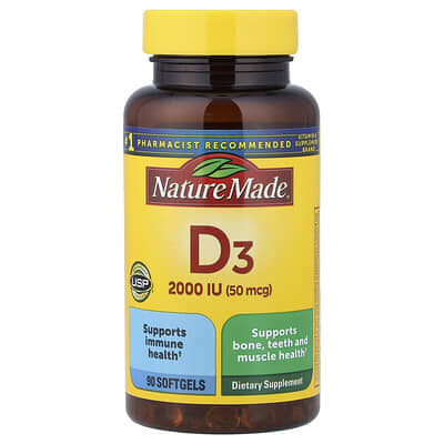 Vitamin D3, 50 mcg (2,000 IU), 90 Softgels