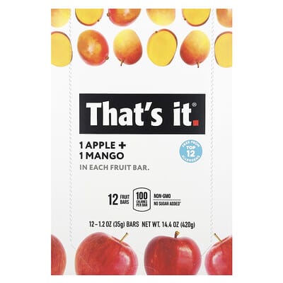 Fruit Bars, Apple + Mango, 12 Bars, 1.2 oz (35 g) Each