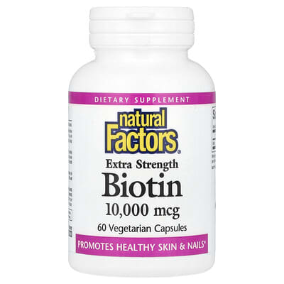 Natural Factors биотин, 10,000 mcg, 60 вегетарианских капсул