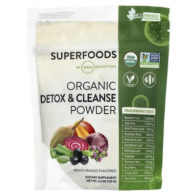 Organic Detox & Cleanse Powder, Peach Mango, 4.2 oz (120 g)