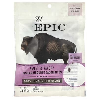 Bites, Bison & Uncured Bacon, Sweet & Savory, 2.5 oz (70 g)