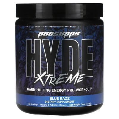 Hyde Xtreme, предтренировочный комплекс, Blue Razz, 7.4 oz (210 g)