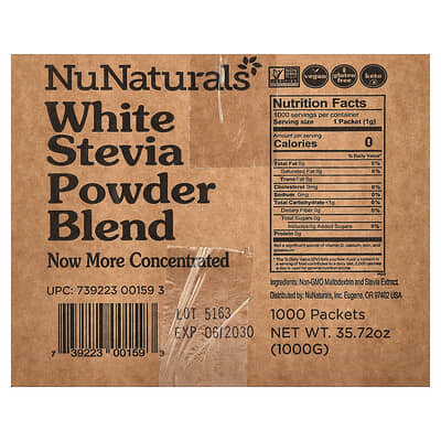 NuStevia, White Stevia Powder, 1,000 Packets, 35.72 oz (1,000 g)