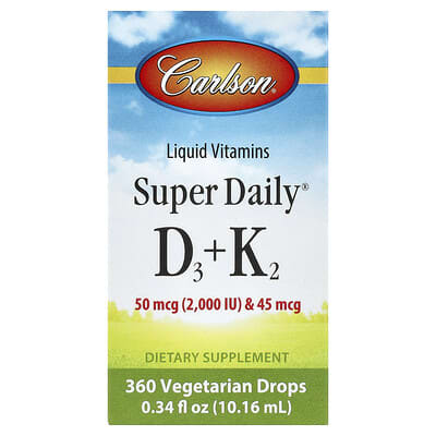 Super Daily® D3 + K2, 50 mcg (2,000 IU) & 45 mcg, 0.34 fl oz (10.16 ml)