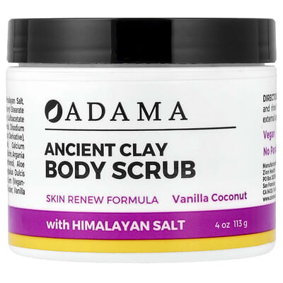 Adama, Ancient Clay Body Scrub, Vanilla Coconut, 4 oz (113 g)