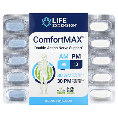 ComfortMAX™, Double-Action Nerve Support, For AM & PM, 60 Vegetarian Tablets