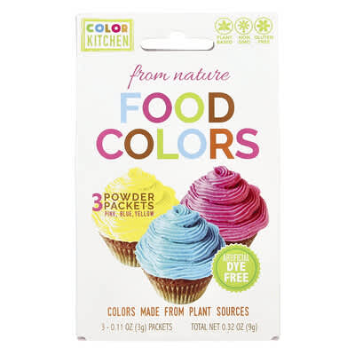 Food Colors From Nature, Multi-Color, 3 Powder Packets, 0.11 oz (3 g) Each