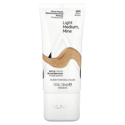 Smart Shade, Skintone Matching Makeup, SPF 15, 200 Light Medium Mine, 1 fl oz (30 ml)